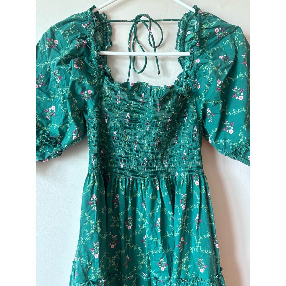 HILL HOUSE Home Nesli Emerald Trellis Dress Midi S - Picture 5 of 12